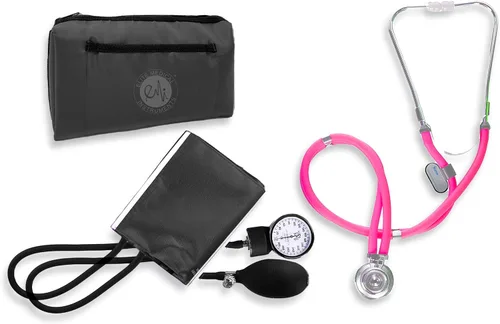 Vista 8 de EMI EBE-340 Sprague Rappaport - Estetoscopio con esfigmomanómetro aneroide negro manual para presión arterial (celeste/negro)