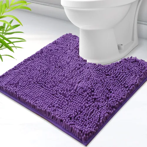 Vista 36 de Alfombras de baño en forma de U, alfombras de baño de felpilla súper absorbentes y respaldo antideslizante de PVC fuerte para inodoros, lavables a