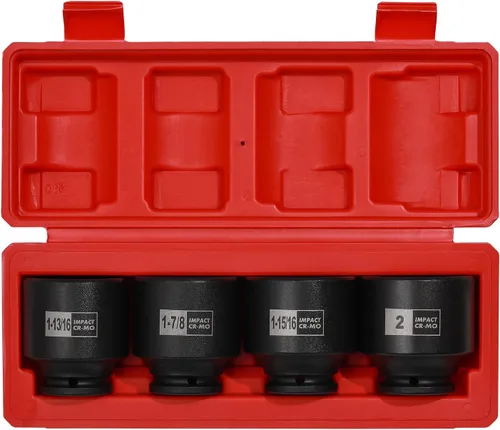 Vista 8 de Mayouko Juego de 4 llaves de vaso de impacto para tuerca de eje de husillo de 1/2", 1-13/16, 1-7/8, 1-15/16, 2 pulgadas, CR-MO, profundo, 6 puntos