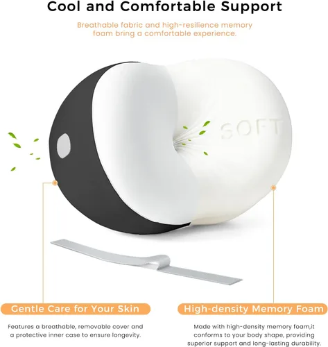 Vista 3 de Almohada de rodilla para dormir de lado, almohada de espuma viscoelástica para dormir de lado, correa ajustable y funda lavable extraíble