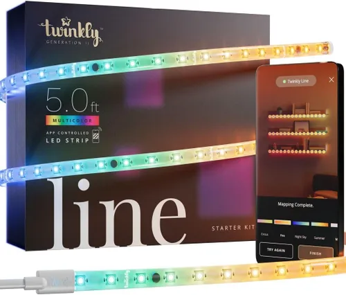 Vista 9 de Twinkly Línea - Kit de extensión adhesivo controlado por aplicación + tira de luz LED magnética con LED RGB (16 millones de colores). Extensible.