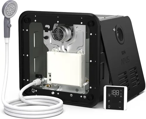 Vista 10 de APUS - Calentador de agua sin tanque para RV, propano, 68,000 BTU, puerta Blanco