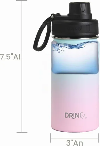 Vista 6 de Drinco - Botella de agua de acero inoxidable con boquilla, tapa aislada al vacío, botella de agua de doble pared, de boca ancha