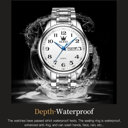 Vista 7 de OLEVS Reloj de cuarzo de cara grande para hombre, correa de acero inoxidable para hombre, relojes de diamantes de moda, analógico, impermeable