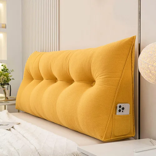 Vista 9 de Cojín triangular grande para cabecero de lectura, almohada para reposo en cama, respaldo triangular, respaldo de forro polar, soporte de Beige