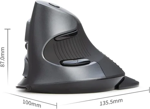 Vista 6 de DeLUX Mouse vertical con cable, mouse ergonómico para computadora con 6 botones programables, 4200 DPI, reposamanos extraíble y para túnel carpiano
