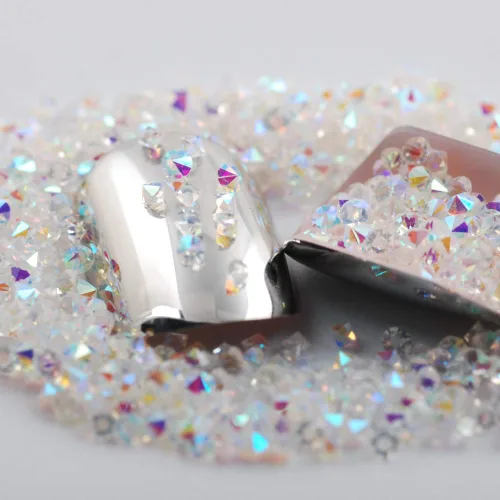 Vista 5 de 5000 cuentas de diamantes de imitación de cristal de diamante ultra mini de 0.044 pulgadas con parte trasera plana, cristales iridiscentes, brillo
