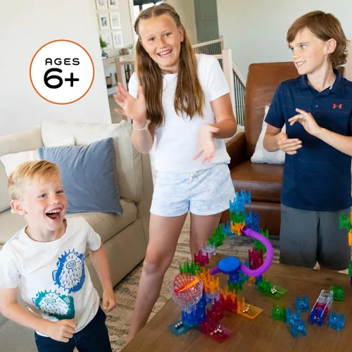 Vista 6 de MindWare Q-BA-Maze - Juego de acrobacias de acción de la próxima generación de laberinto de mármol para niños, STEM Marble Run, recomendado