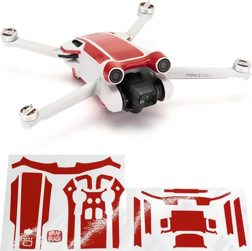 Vista 8 de WRAPGRADE Pegatinas de piel compatibles con DJI Mini 3 Pro Color de acento (verde militar)