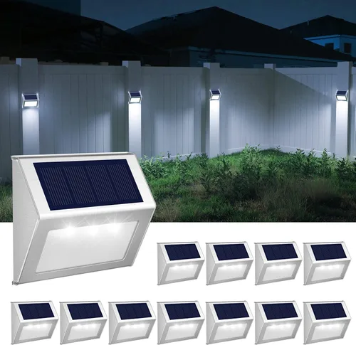 Vista 13 de JSOT - Luces solares de exteriores para terraza, impermeable, funciona con energía solar, luz led inalámbrica para pasarela, patio, escaleras