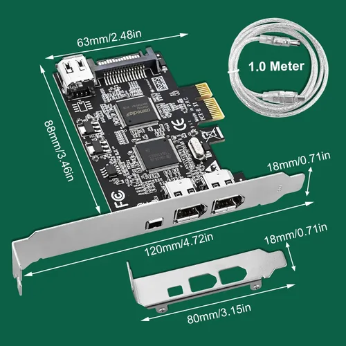 Vista 7 de Tarjeta de expansión PCIE Firewire 400 1394A de 4 puertos, Texas Instruments TI TSB43AB23, Plug and Play en PC de escritorio Windows y MAC, 3