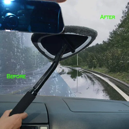 Vista 6 de Herramienta de limpieza de parabrisas, limpiador de ventanas de automóvil, cepillo de microfibra de vidrio con paño suave y grueso, almohadilla 2