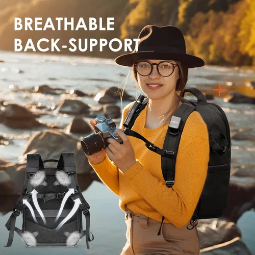 Vista 8 de TARION Mochila para cámara Slim Photography - Bolsa compacta para cámara réflex digital de 12.5 L con acceso lateral compartimento para laptop de 14