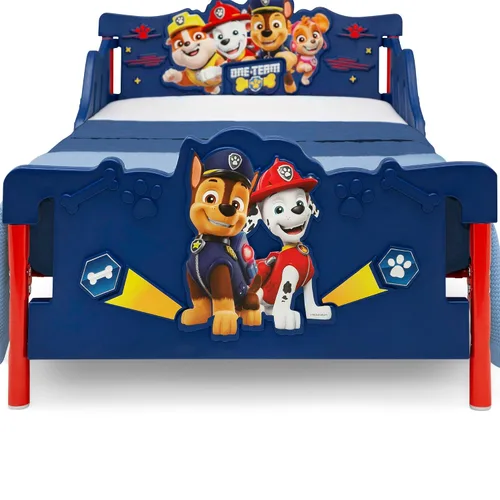 Vista 6 de Delta Children - Cama para niños pequeños PAW Patrol 3D, azul + Simmons Kids Silver Nights colchón de cuna de dos caras de 2 etapas (paquete)