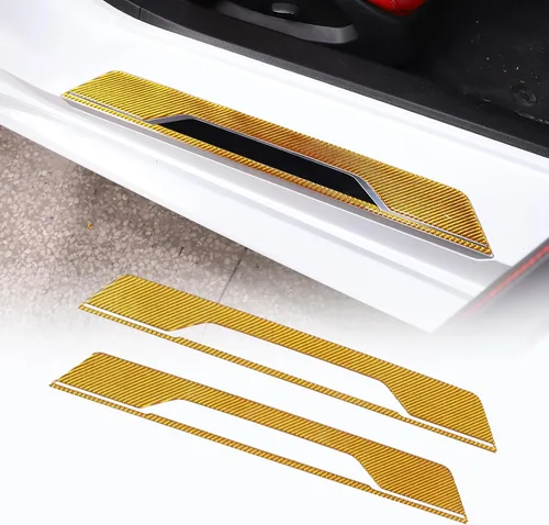 Vista 8 de CHEAYAR Cubierta de Umbral de Puerta Interior de Automóvil Placa Protectora contra Rayones Adhesivo Decorativo Compatible con Corvette C8 Stingray