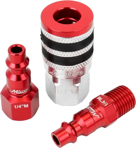 Vista 9 de Milton S-314MKIT ColorFit kit de acoplador y enchufe (estilo M, rojo) - 1/4 pulgadas NPT (14 piezas)