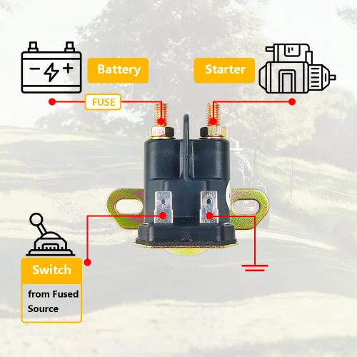 Vista 6 de Relé solenoide de arranque de 12 V con 4 terminales Apto para Cub Cadet John Deere MTD Trombetta, tractor de giro de césped de jardín OEM #