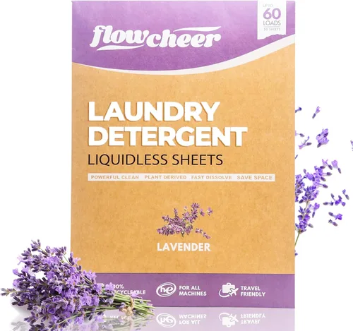 Vista 10 de FlowCheer Hojas de detergente para ropa de 10 cargas, aroma fresco, sin plástico, limpieza potente, hojas de lavadora sin líquido, hoja