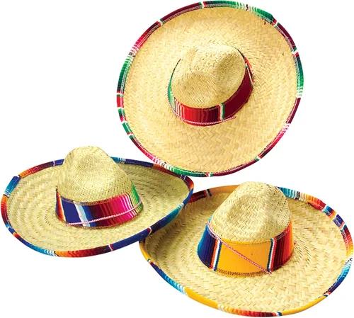 Vista 6 de GiftExpress Sombrero de niño con ribete de serape, sombrero de paja para Cinco de Mayo, disfraz mexicano de Serape