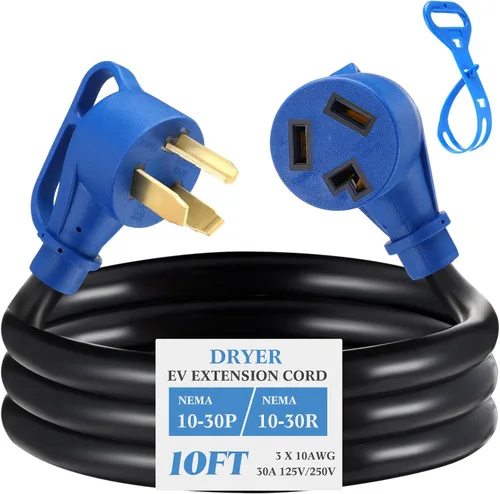 Vista 13 de Kanayu Cable de extensión NEMA 10-30p/r para secadora de 3 clavijas de 6.6 Negro
