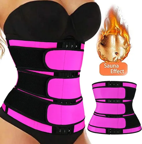 Vista 2 de CHGBMOK Entrenador de cintura para mujer, tres cinturones, corsé de entrenamiento de gimnasio, corsé de entrenamiento de cintura, faja moldeadora