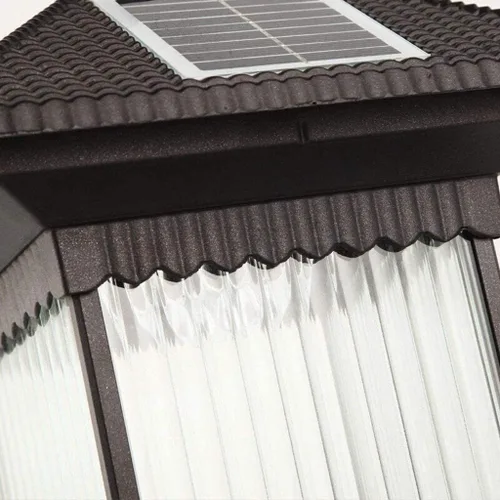 Vista 6 de Luces de poste al aire libre, luz de calle, luz de pilar al aire libre, luz solar impermeable, lámpara de pared de aluminio retro para jardín