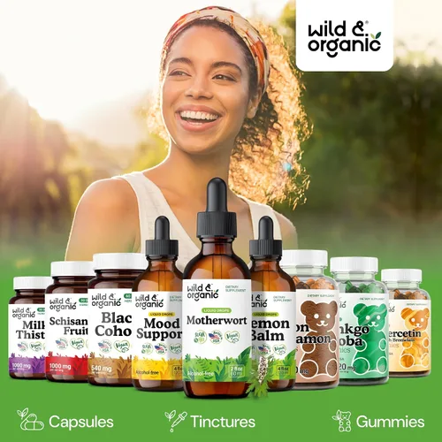 Vista 5 de Wild & Organic Motherwort Tintura - Buen estado de ánimo, calma, apoyo de la mujer - Gotas de extracto de hierba Motherwort - Suplemento vegano, sin