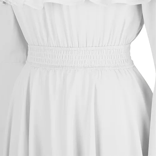 Vista 6 de Vestido medieval renacentista para mujer, vestido largo de cintura alta, victoriano, vintage, Halloween, un hombro, gótico, vestidos góticos