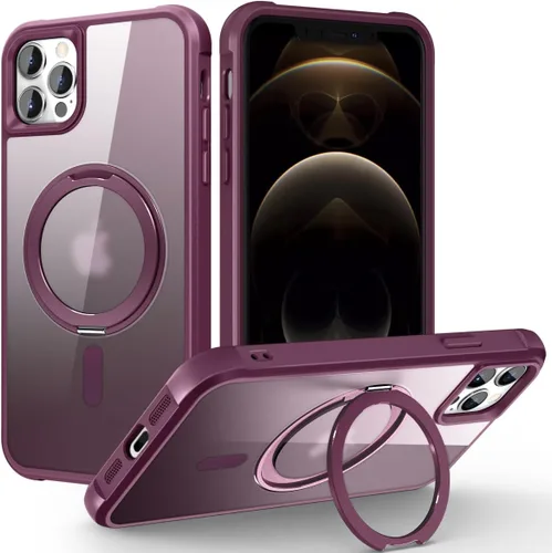 Vista 57 de Funda para iPhone 11 con soporte de anillo magnético giratorio de 360° [compatible con Mag-Safe] [Protección de grado militar] Funda translúcida