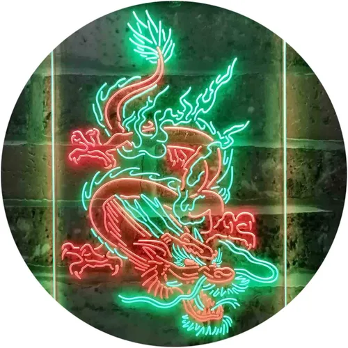 Vista 12 de ADVPRO Hombre Dragón Chino Cueva Garaje Tatuaje Dual Color LED Neon Sign Azul y Rojo 8 x 12 pulgadas st6s23-i3780-br