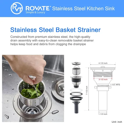 Vista 8 de ROVATE Fregadero de barra empotrable de 13 x 15 x 8 pulgadas, Fregadero de cocina pequeño de montaje superior de un solo compartimento, Fregaderos