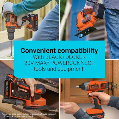 Vista 4 de BLACK+DECKER Batería 20V MAX, Batería de Iones de Litio 1.5Ah, Tiempo de Funcionamiento Extendido, Compatible con Herramientas, Equipo