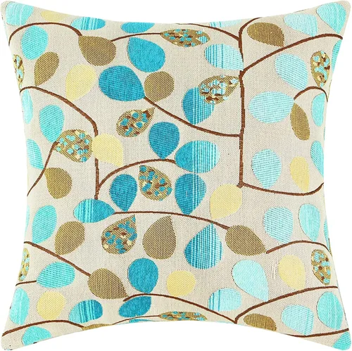 Vista 16 de CaliTime Funda de cojín para sofá, decoración del hogar, felpilla de lujo con hojas bonitas de ambos lados, 18 x 18 pulgadas, color azul crudo