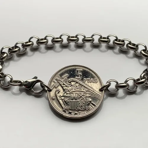 Vista 4 de 1957 España España Moneda 5 Pesetas Pulsera Hombre Águila de San Juan Escudo Español Madrid Barcelona Murcia Asturias Cataluña Las Palmas Vigo Gijón