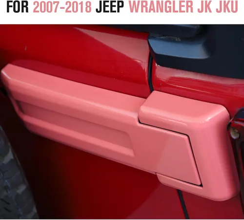 Vista 2 de Cubiertas de bisagras de compuerta trasera, accesorios de moldura para Jeep Wrangler JK JKU y Unlimited 2007-2018 (Rosa)