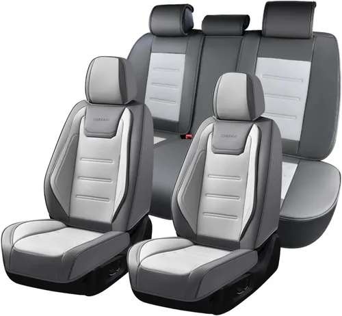 Vista 37 de Coverado Juego completo de fundas de asiento de automóvil, protector impermeable para asiento de automóvil, cojín de asiento de cuero, fundas