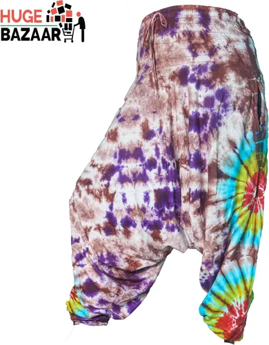 Vista 4 de Pantalones de yoga de teñido anudado para meditación, oraciones unisex por nepalí hecho a mano, tela auténtica Khaddar