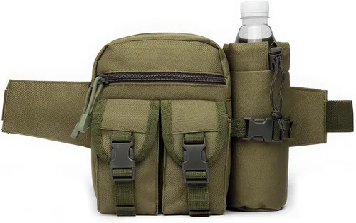 Vista 8 de Riñonera táctica con soporte para botella de agua, versátil e impermeable, riñonera militar, cinturón de utilidad para senderismo al aire libre