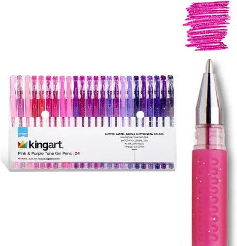 Vista 11 de KINGART Studio - Juego de 24 bolígrafos de gel de tono verde – Agarre suave y cómodo – Punta redonda suave para detalles precisos – 24 tonos verdes