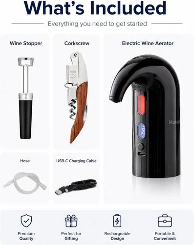 Vista 8 de Aireador de vino eléctrico, juego de regalo de dispensador de bomba de decantador de vino, vertedor de aireador de vino automático. Bomba