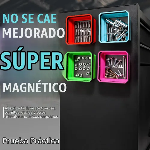 Vista 3 de SHALL Nueva Versión Juego de Bandejas Magnéticas Plegables para Piezas, 4 Paquetes de Bandejas Magnéticas para Tornillos, Pernos, Tuercas