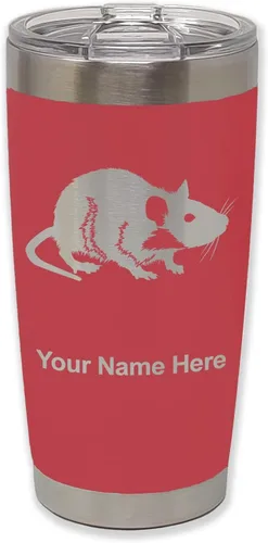 Vista 26 de LaserGram Vaso aislado al vacío de 20 onzas, rata, grabado personalizado incluido (negro)