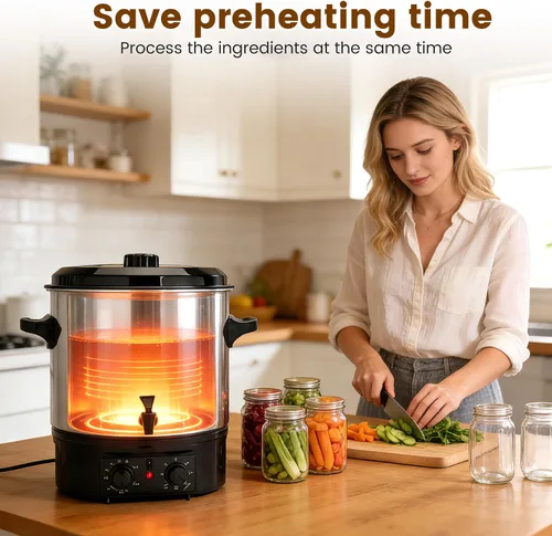Vista 2 de Enlatador Eléctrico de Baño de Agua 14.5QT, Olla Eléctrica de 1500W para Enlatado Casero, Conservas en Frascos, Cocina Lenta y Más - Enlatador