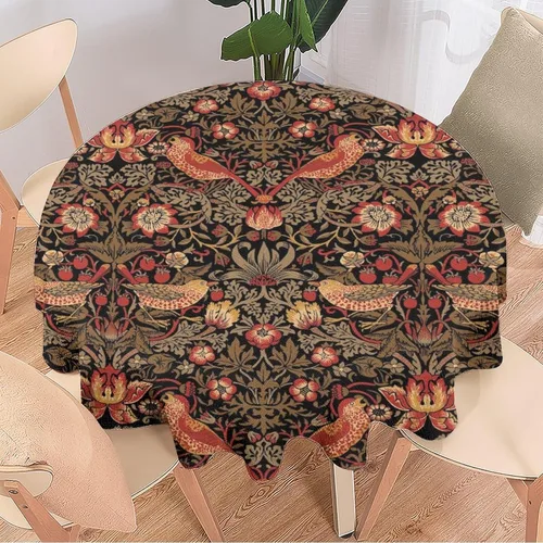 Vista 255 de Mantel Floral Retro de Pájaros, Diseño Original Bohemio William Morris Estampado Cubierta de Mesa para Hogar Picnic Fiesta Comedor Cocina William