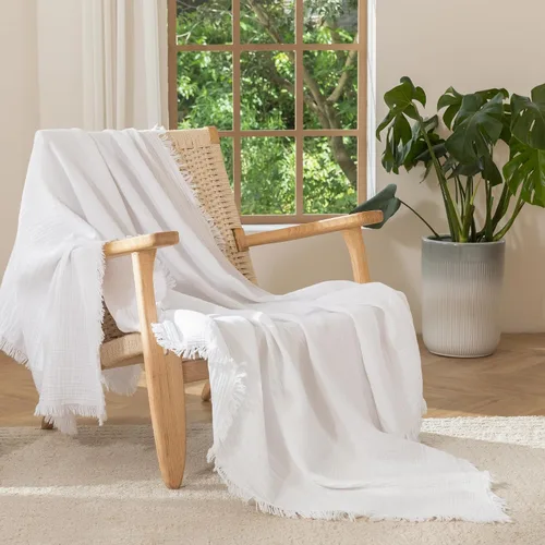 Vista 23 de MooMee - Manta de muselina 100% algodón con flecos de 4 capas de gasa, tamaño Queen Manta de verano suave, transpirable y ligera para adultos
