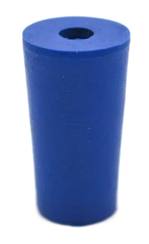 Vista 2 de EISCO Tapones de neopreno 10 unidades, 1 agujero, color azul - Tamaño: 0.354 in inferior, 0.453 in superior, 0.787 in de longitud - Adecuado