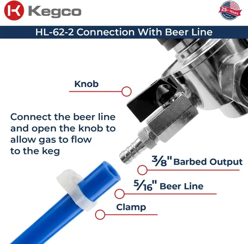 Vista 9 de Kegco Regulador de cerveza de barril de CO2 de doble calibre de calidad comercial premium