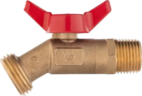 Vista 3 de 1 pieza EFIELD Sillcock manguera Bibb válvula, 1/2 "macho NPT × 3/4" macho GHT 1/4-Turn, Latón, Entrada NPT Macho × Macho GHT Roscado Manguera