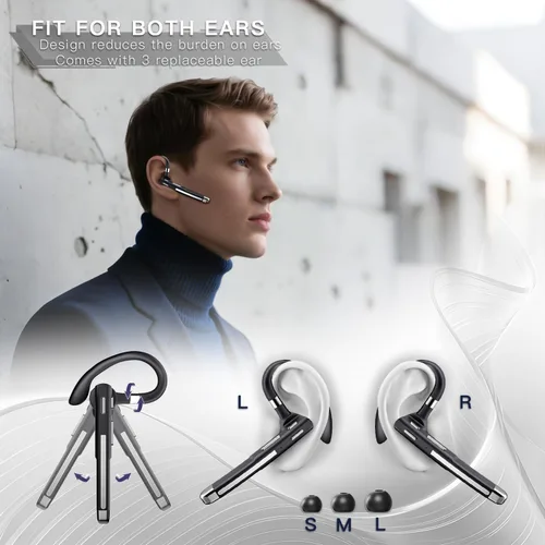 Vista 11 de Boytond Auriculares Bluetooth V6.1, auriculares inalámbricos de 100 horas de conversación con micrófono para trabajo, CVC8.0 con cancelación
