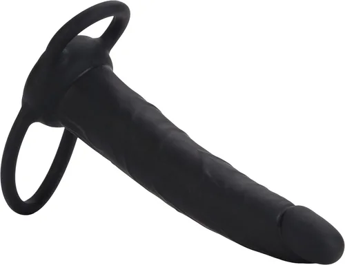 Vista 4 de CalExotics Correa de doble penetrador de silicona Love Rider en consolador, negro, SE-1515-20-3